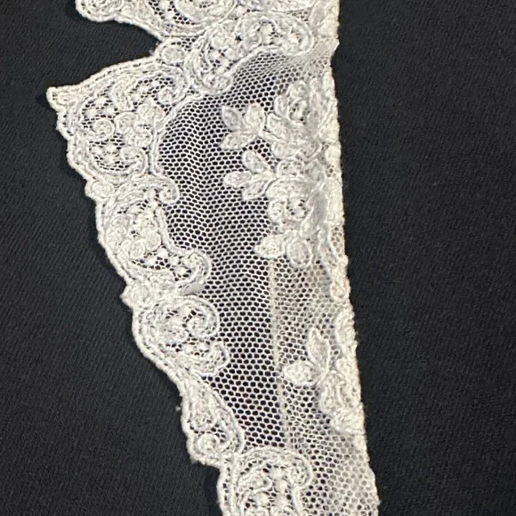 AGNES B PARIS medium Black Dress with White Lace Trim timeless Classy - Picture 3 of 5